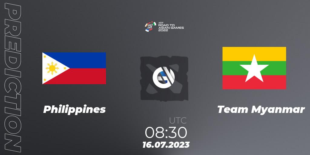 Philippines vs Team Myanmar: Betting TIp, Match Prediction. 16.07.2023 at 08:30. Dota 2, 2022 AESF Road to Asian Games - Southeast Asia