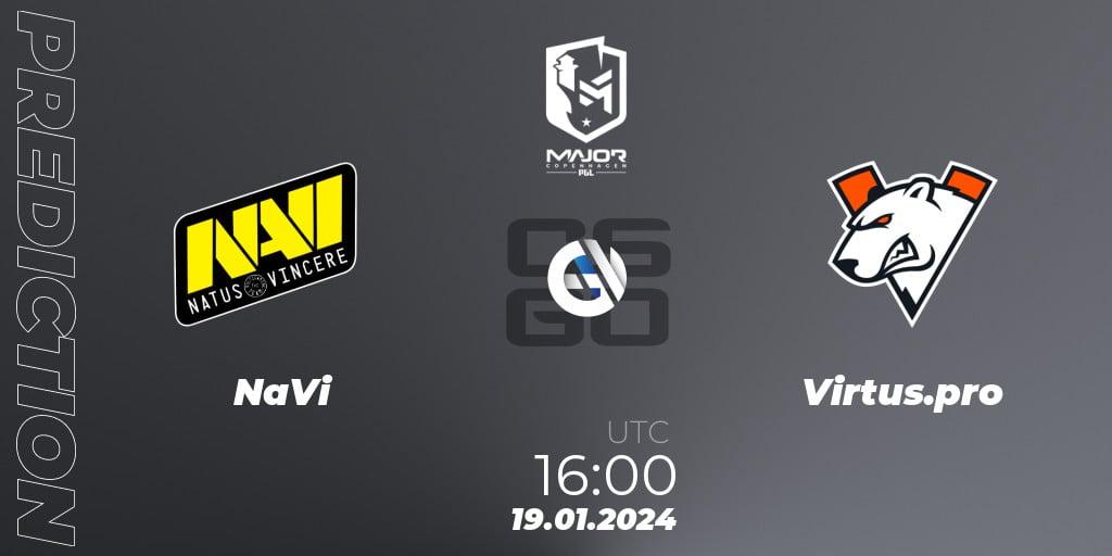 NaVi vs Virtus.pro: Betting TIp, Match Prediction. 19.01.2024 at 16:00. Counter-Strike (CS2), PGL CS2 Major Copenhagen 2024 Europe RMR Closed Qualifier