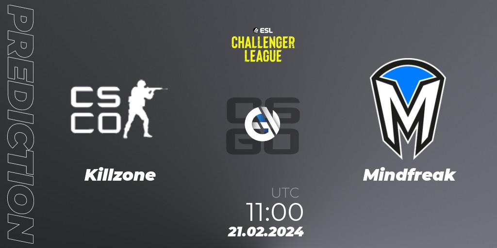 Killzone vs Mindfreak: Betting TIp, Match Prediction. 21.02.2024 at 11:00. Counter-Strike (CS2), ESL Challenger League Season 47: Oceania