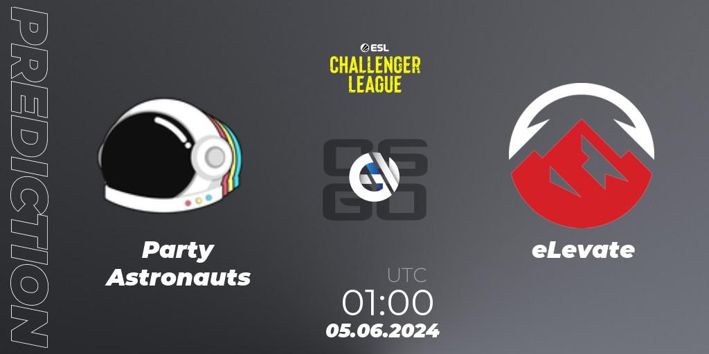 Party Astronauts vs eLevate: Betting TIp, Match Prediction. 05.06.2024 at 01:00. Counter-Strike (CS2), ESL Challenger League Season 47: North America