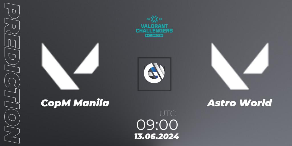 CopM Manila vs Astro World: Betting TIp, Match Prediction. 13.06.2024 at 09:00. VALORANT, VALORANT Challengers 2024 Philippines: Split 2
