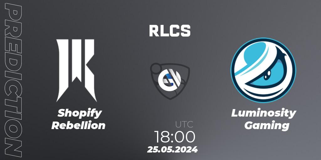 Shopify Rebellion vs Luminosity Gaming: Betting TIp, Match Prediction. 25.05.2024 at 18:00. Rocket League, RLCS 2024 - Major 2: NA Open Qualifier 6