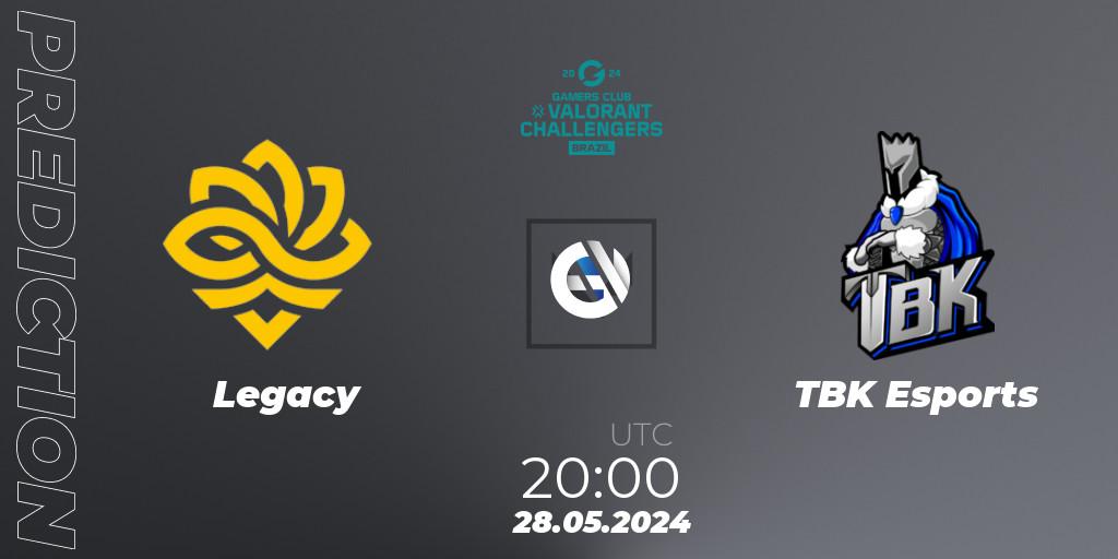 Legacy vs TBK Esports: Betting TIp, Match Prediction. 28.05.2024 at 20:00. VALORANT, VALORANT Challengers 2024 Brazil: Split 2