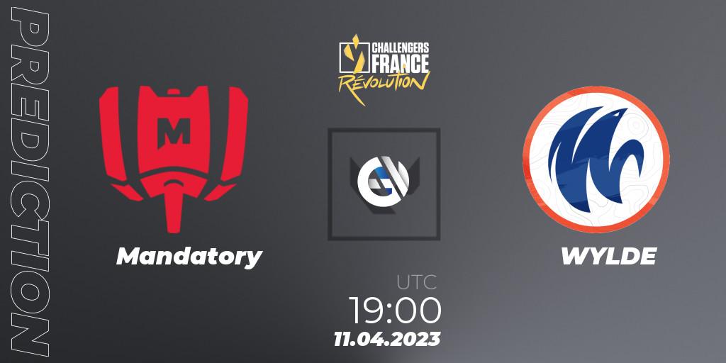 Mandatory vs WYLDE: Betting TIp, Match Prediction. 11.04.2023 at 19:10. VALORANT, VALORANT Challengers France: Revolution Split 2 - Regular Season