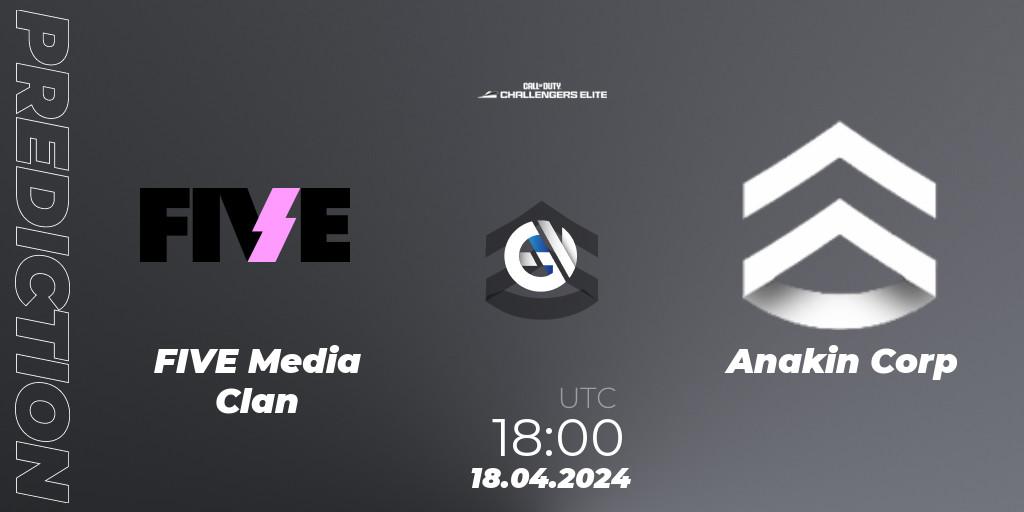 FIVE Media Clan vs Anakin Corp: Betting TIp, Match Prediction. 18.04.2024 at 18:00. Call of Duty, Call of Duty Challengers 2024 - Elite 2: EU