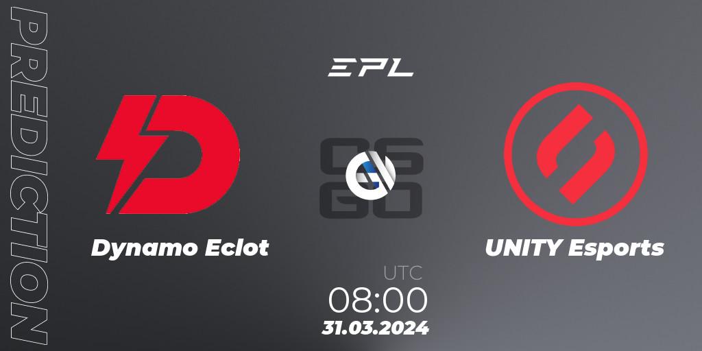 Dynamo Eclot vs UNITY Esports: Betting TIp, Match Prediction. 31.03.2024 at 09:00. Counter-Strike (CS2), European Pro League Season 16: Division 2