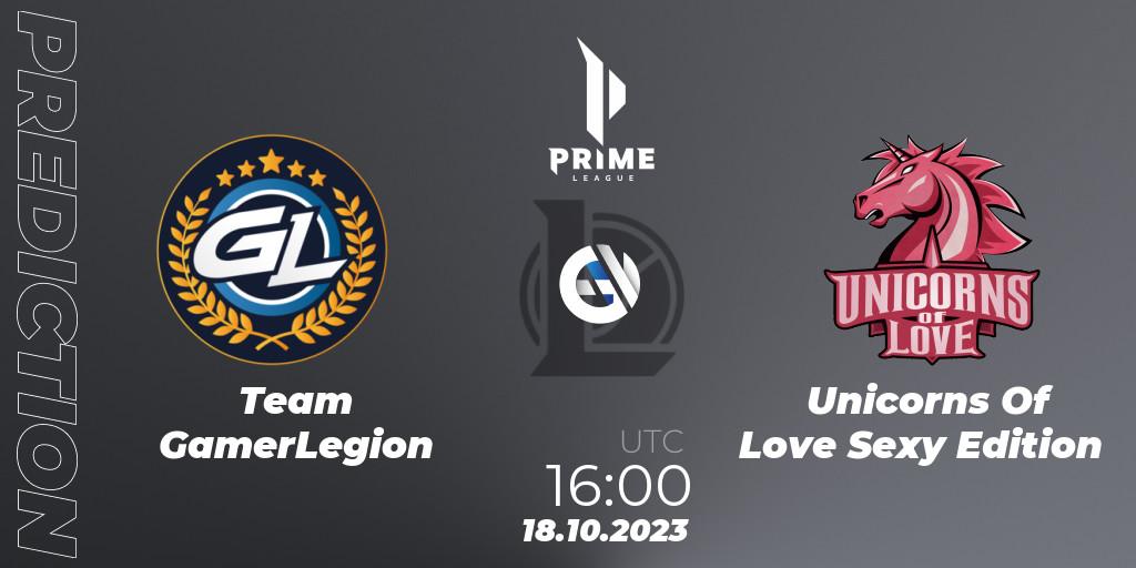 Team GamerLegion vs Unicorns Of Love Sexy Edition: Betting TIp, Match Prediction. 18.10.23. LoL, Prime League Pokal 2023