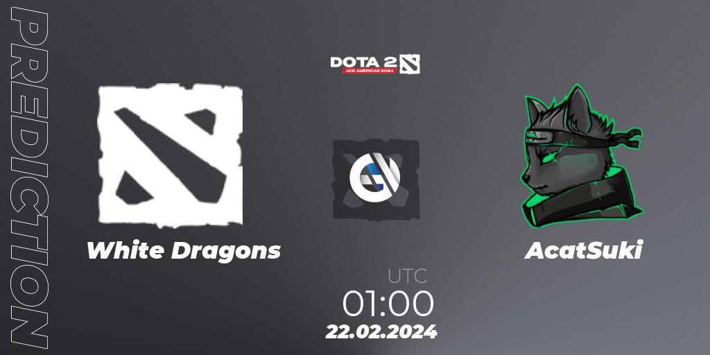 White Dragons vs AcatSuki: Betting TIp, Match Prediction. 22.02.2024 at 01:00. Dota 2, Ace Americas 2024 - Season 1