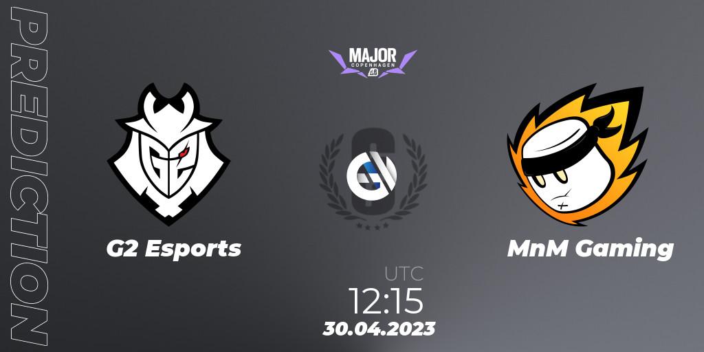 G2 Esports vs MnM Gaming: Betting TIp, Match Prediction. 30.04.2023 at 12:15. Rainbow Six, BLAST R6 Major Copenhagen 2023