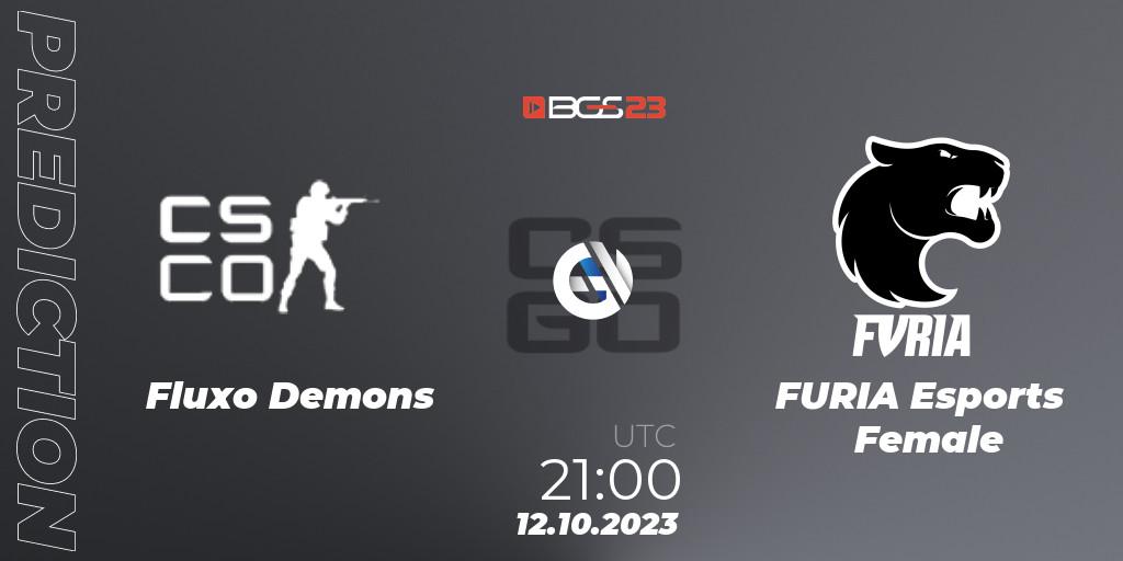 Fluxo Demons vs FURIA Esports Female: Betting TIp, Match Prediction. 12.10.2023 at 21:00. Counter-Strike (CS2), BGS Esports 2023 Female