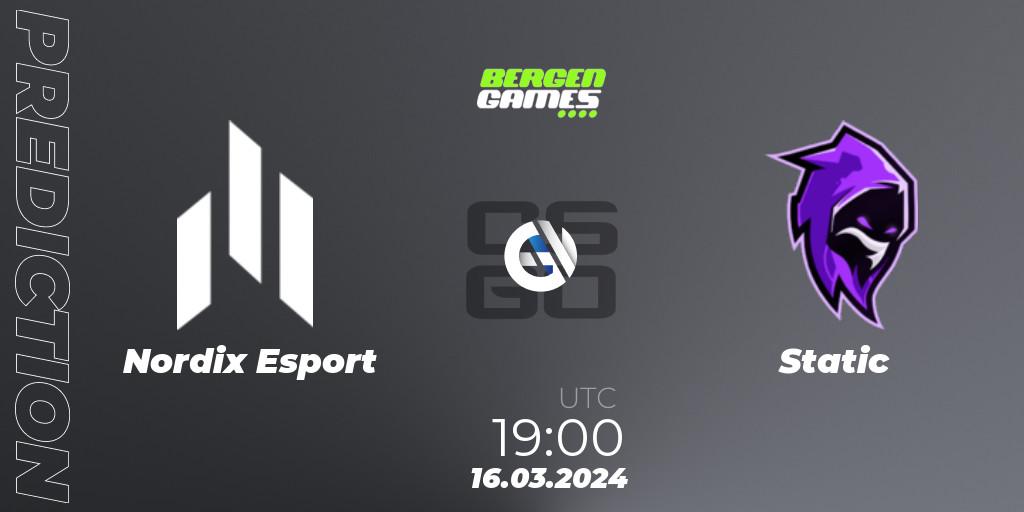 Nordix Esport vs Static: Betting TIp, Match Prediction. 16.03.2024 at 18:00. Counter-Strike (CS2), Bergen Games 2024: Online Stage