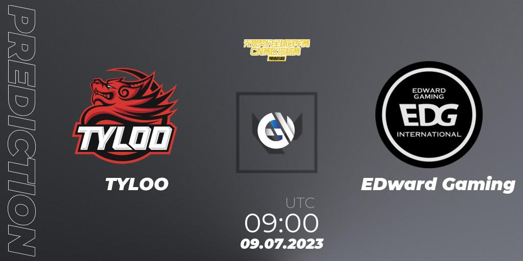 TYLOO vs EDward Gaming: Betting TIp, Match Prediction. 09.07.2023 at 09:00. VALORANT, VALORANT Champions Tour 2023: China Qualifier