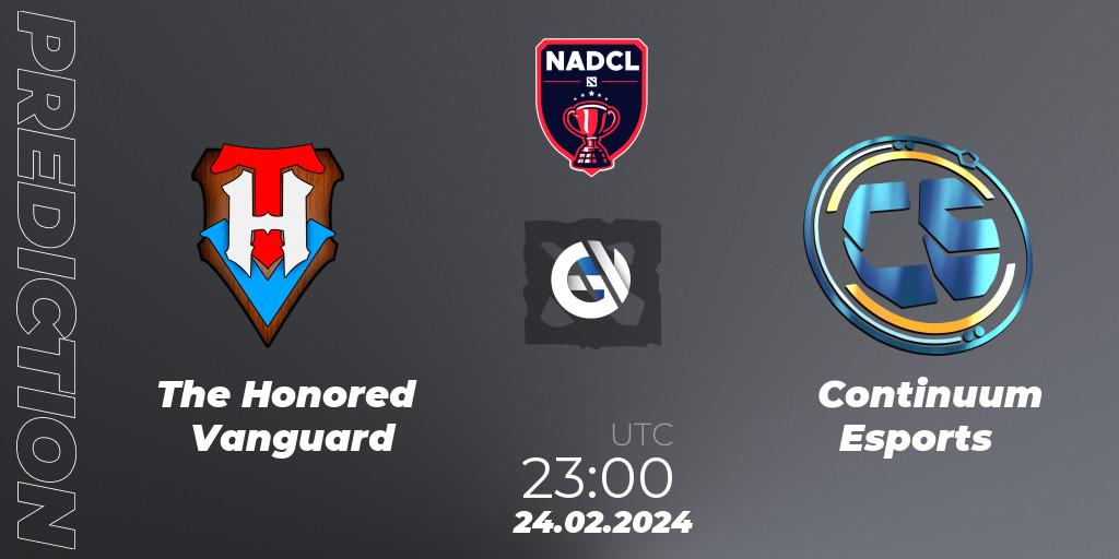 The Honored Vanguard vs Continuum Esports: Betting TIp, Match Prediction. 24.02.2024 at 23:00. Dota 2, North American Dota Challengers League Season 6 Division 1