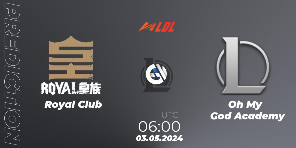 Royal Club vs Oh My God Academy: Betting TIp, Match Prediction. 03.05.2024 at 06:00. LoL, LDL 2024 - Stage 2