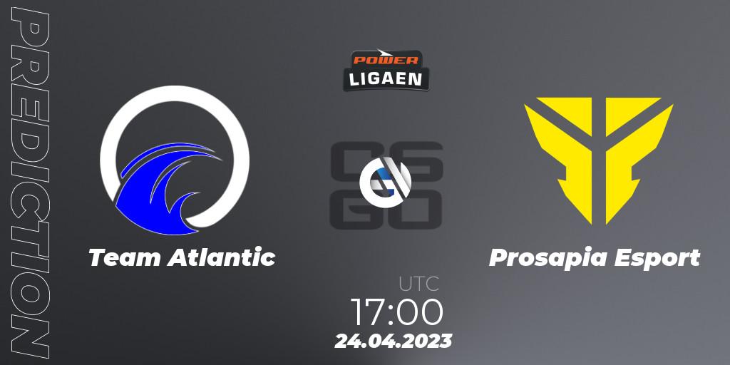 Team Atlantic vs Prosapia Esport: Betting TIp, Match Prediction. 24.04.2023 at 17:00. Counter-Strike (CS2), Dust2.dk Ligaen Season 23