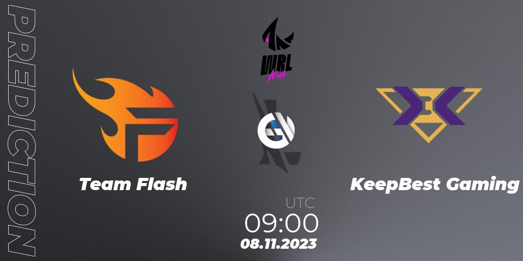 Team Flash vs KeepBest Gaming: Betting TIp, Match Prediction. 08.11.2023 at 09:15. Wild Rift, WRL Asia 2023 - Season 2 - Regular Season