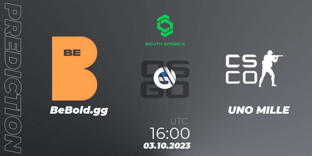 BeBold.gg vs UNO MILLE: Betting TIp, Match Prediction. 03.10.2023 at 16:00. Counter-Strike (CS2), CCT South America Series #12