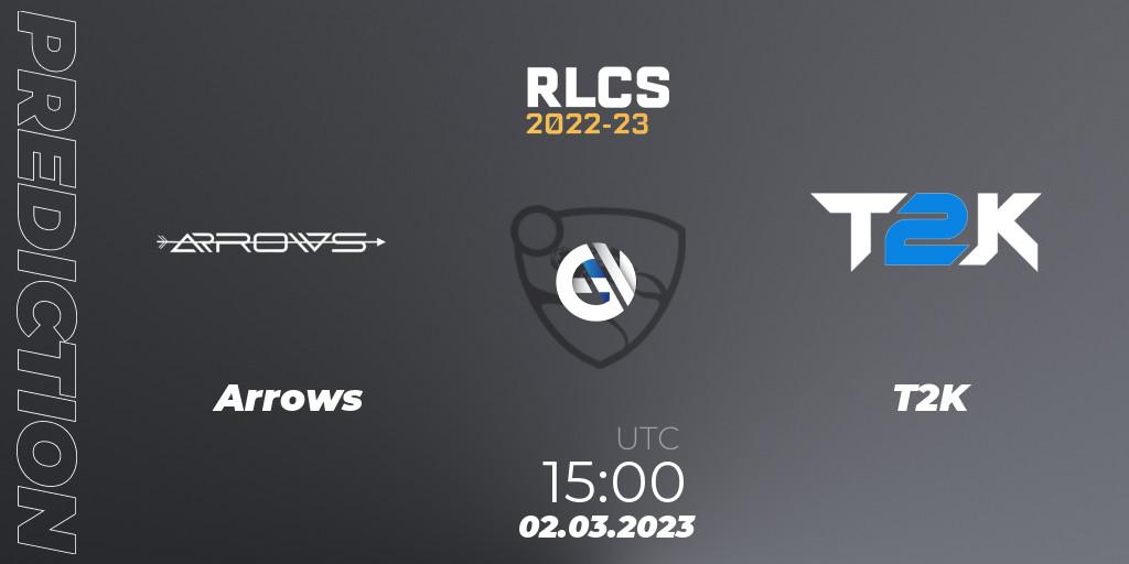 Arrows vs T2K: Betting TIp, Match Prediction. 02.03.23. Rocket League, RLCS 2022-23 - Winter: Middle East and North Africa Regional 3 - Winter Invitational