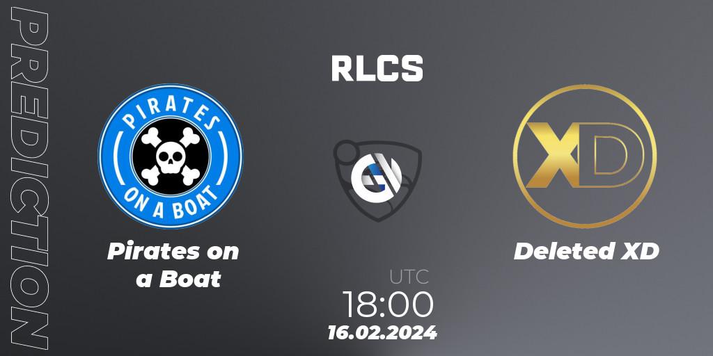 Pirates on a Boat vs Deleted XD: Betting TIp, Match Prediction. 16.02.2024 at 18:00. Rocket League, RLCS 2024 - Major 1: North America Open Qualifier 2