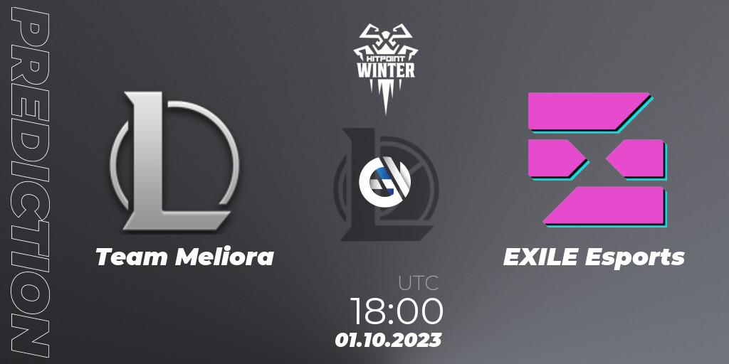 Team Meliora vs EXILE Esports: Betting TIp, Match Prediction. 01.10.2023 at 18:00. LoL, Hitpoint Masters Winter 2023 - Group Stage