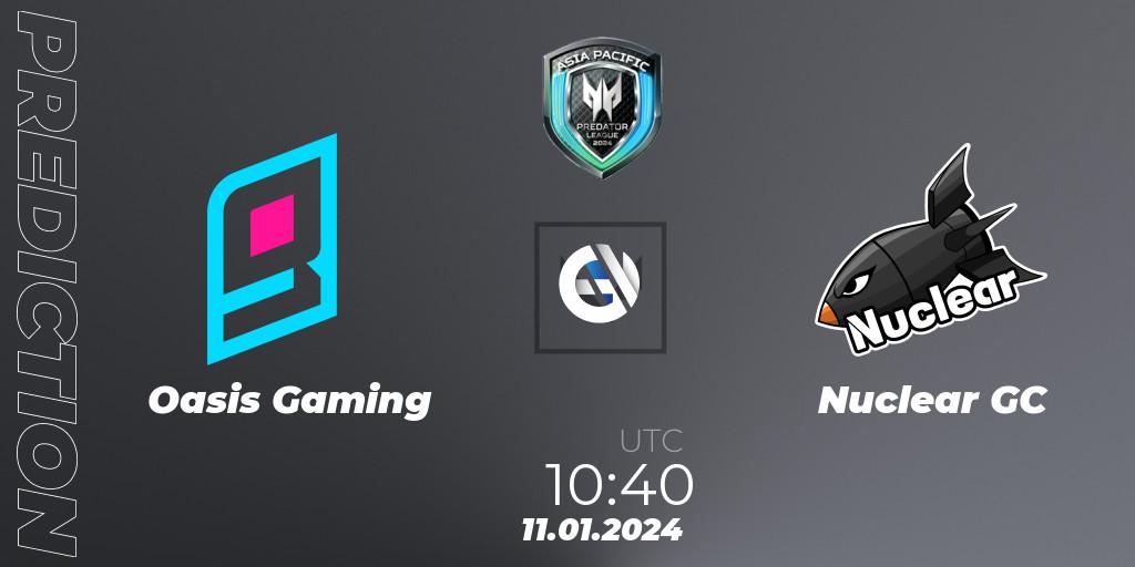 Oasis Gaming vs Nuclear GC: Betting TIp, Match Prediction. 11.01.24. VALORANT, Asia Pacific Predator League 2024
