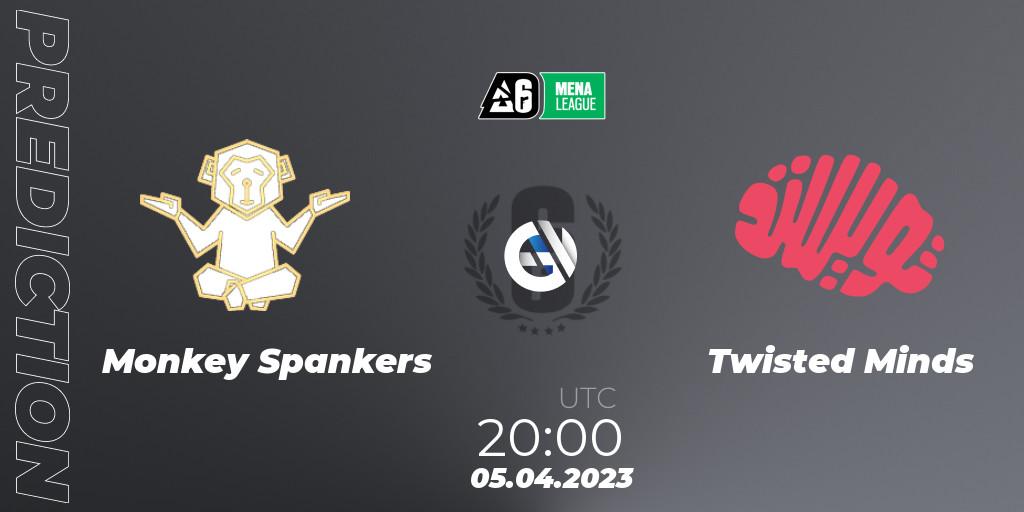 Monkey Spankers vs Twisted Minds: Betting TIp, Match Prediction. 05.04.2023 at 20:00. Rainbow Six, MENA League 2023 - Stage 1