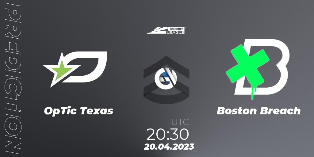 OpTic Texas vs Boston Breach: Betting TIp, Match Prediction. 20.04.2023 at 20:30. Call of Duty, Call of Duty League 2023: Stage 4 Major