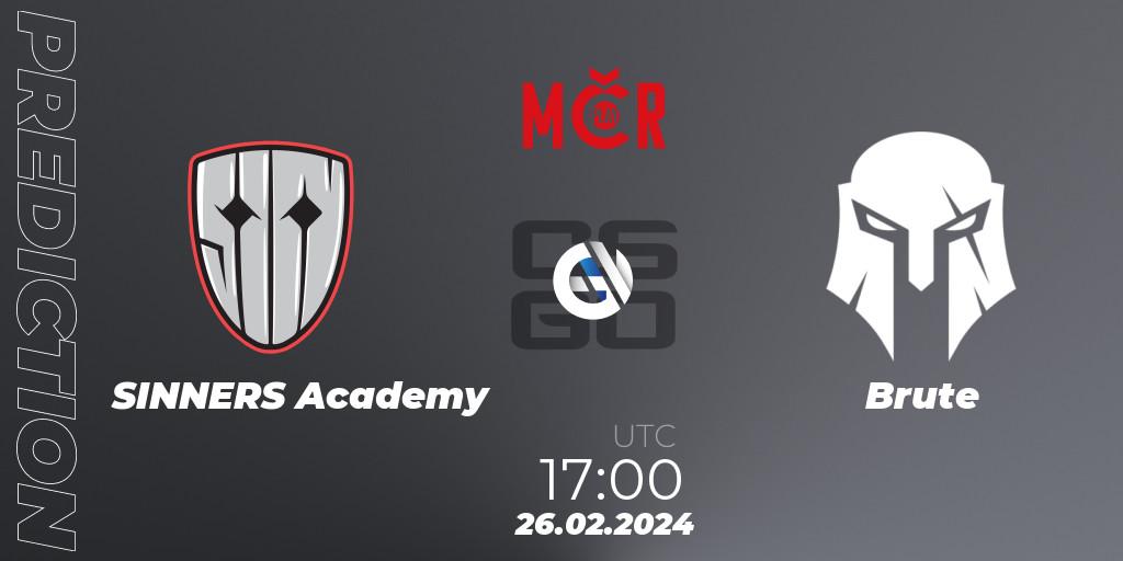 SINNERS Academy vs Brute: Betting TIp, Match Prediction. 26.02.2024 at 17:00. Counter-Strike (CS2), Tipsport Cup Winter 2024: Closed Qualifier