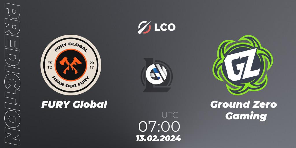 FURY Global vs Ground Zero Gaming: Betting TIp, Match Prediction. 13.02.24. LoL, LCO Split 1 2024 - Group Stage