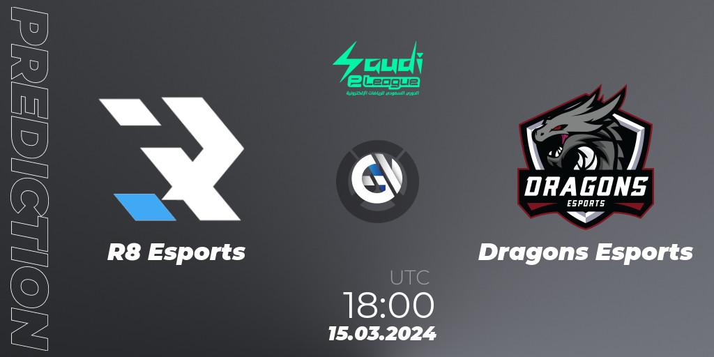 R8 Esports vs Dragons Esports: Betting TIp, Match Prediction. 15.03.2024 at 18:30. Overwatch, Saudi eLeague 2024 - Major 1 / Phase 2