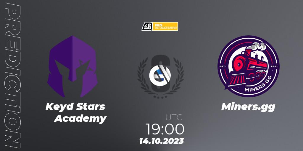 Keyd Stars Academy vs Miners.gg: Betting TIp, Match Prediction. 14.10.2023 at 19:00. Rainbow Six, Brazil League 2023 - Stage 2 - Last Chance Qualifiers