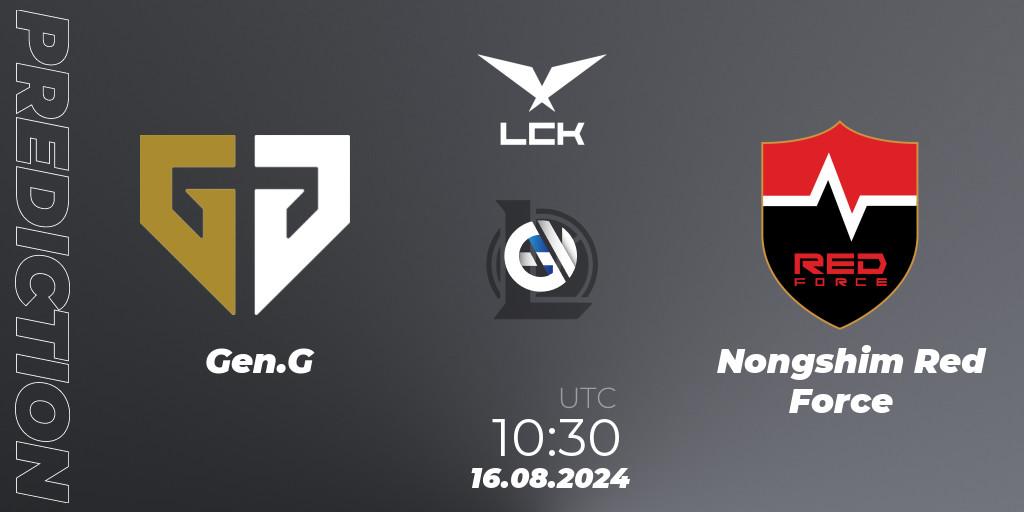 Gen.G vs Nongshim Red Force: Betting TIp, Match Prediction. 16.08.2024 at 10:30. LoL, LCK Summer 2024 Group Stage