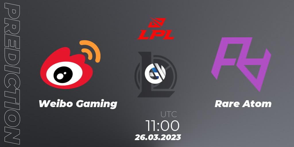 Weibo Gaming vs Rare Atom: Betting TIp, Match Prediction. 26.03.23. LoL, LPL Spring 2023 - Group Stage