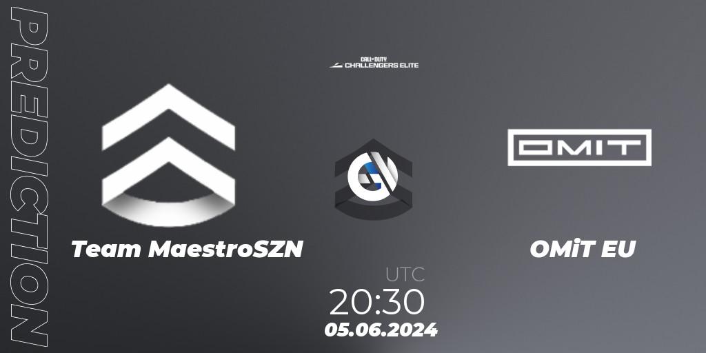 Team MaestroSZN vs OMiT EU: Betting TIp, Match Prediction. 05.06.2024 at 19:30. Call of Duty, Call of Duty Challengers 2024 - Elite 3: EU