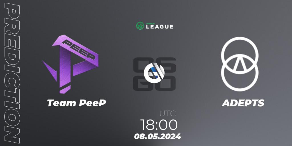 Team PeeP vs ADEPTS: Betting TIp, Match Prediction. 08.05.2024 at 18:00. Counter-Strike (CS2), ESEA Season 49: Advanced Division - Europe