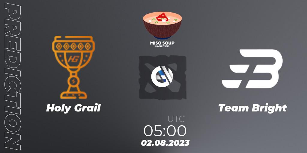 Holy Grail vs Team Bright: Betting TIp, Match Prediction. 02.08.2023 at 04:57. Dota 2, Moon Studio Miso Soup