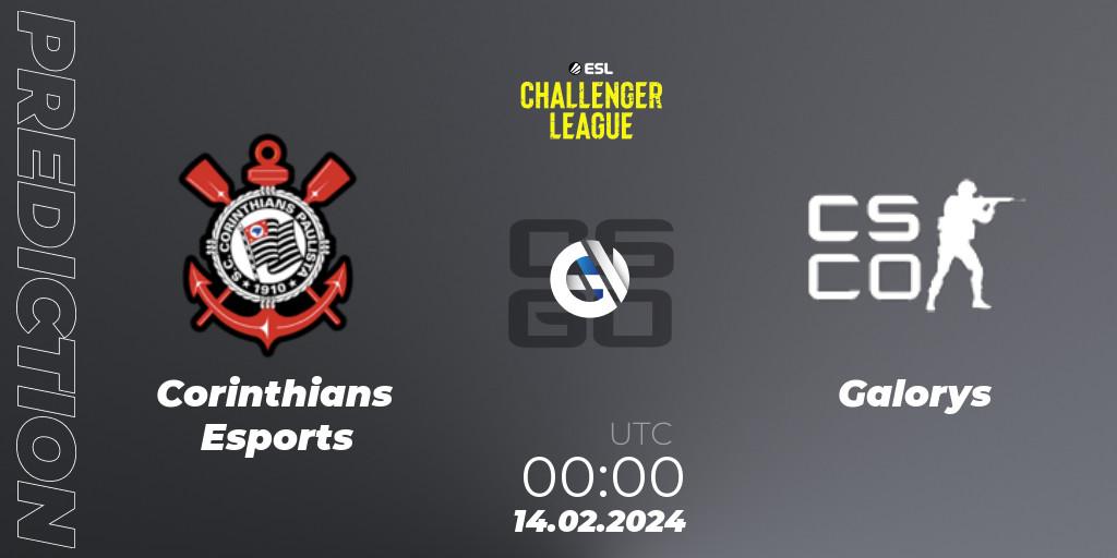 Corinthians Esports vs Galorys: Betting TIp, Match Prediction. 23.02.2024 at 23:30. Counter-Strike (CS2), ESL Challenger League Season 47: South America