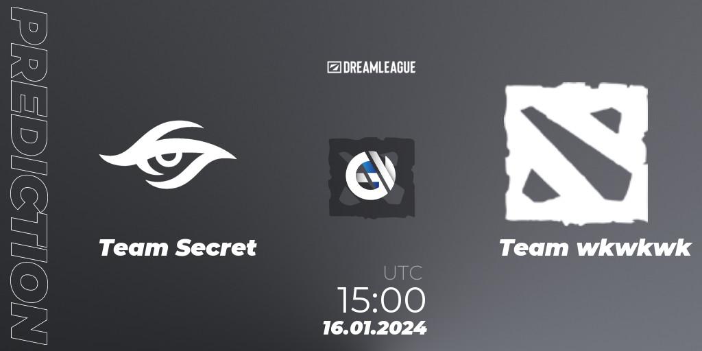 Team Secret vs Team wkwkwk: Betting TIp, Match Prediction. 16.01.24. Dota 2, DreamLeague Season 22: Western Europe Closed Qualifier