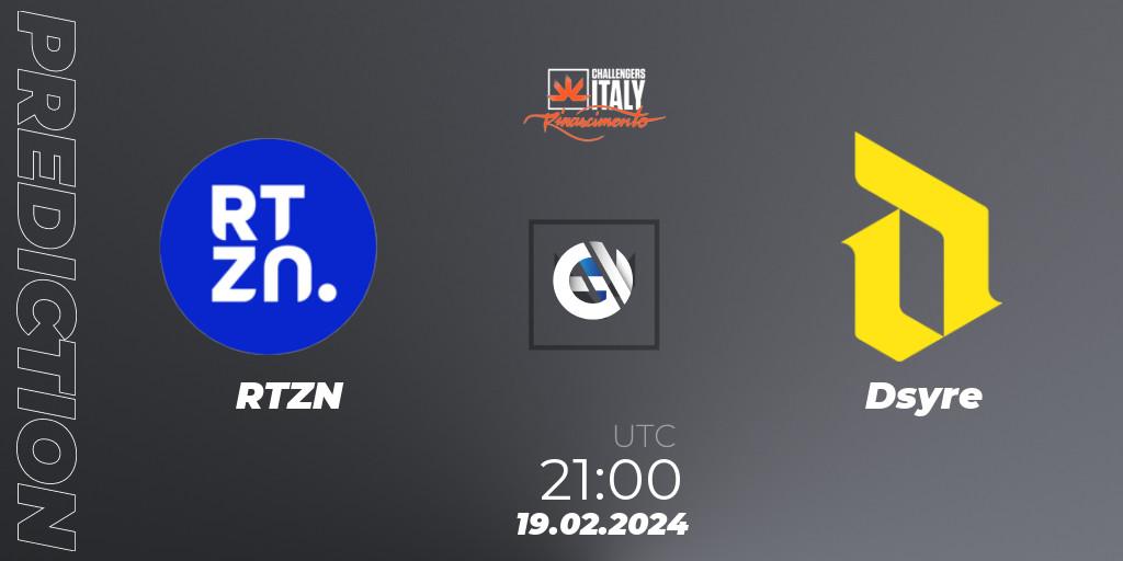 RTZN vs Dsyre: Betting TIp, Match Prediction. 19.02.24. VALORANT, VALORANT Challengers 2024 Italy: Rinascimento Split 1
