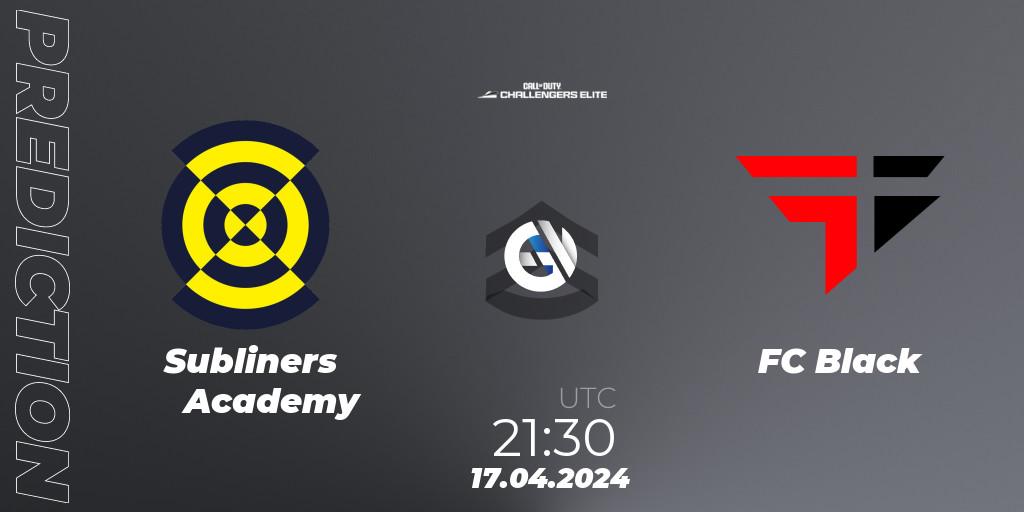 Subliners Academy vs FC Black: Betting TIp, Match Prediction. 17.04.2024 at 21:30. Call of Duty, Call of Duty Challengers 2024 - Elite 2: NA
