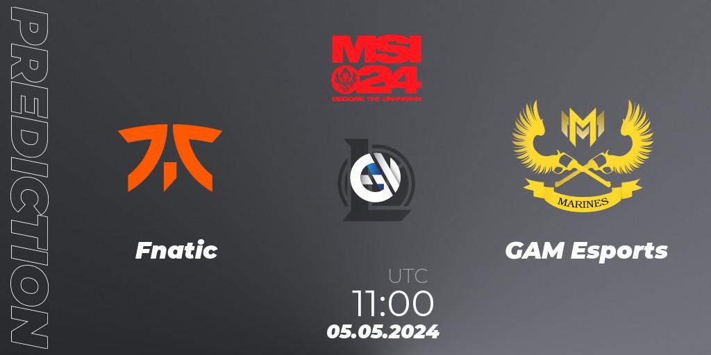 Fnatic vs GAM Esports: Betting TIp, Match Prediction. 05.05.2024 at 11:00. LoL, Mid-Season Invitational 2024 - Play-In Stage