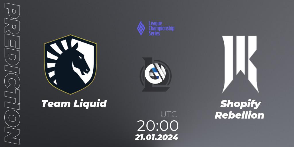 Team Liquid vs Shopify Rebellion: Betting TIp, Match Prediction. 21.01.24. LoL, LCS Spring 2024 - Group Stage
