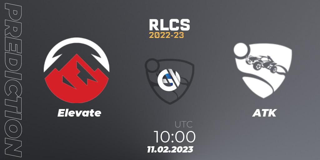 Elevate vs ATK: Betting TIp, Match Prediction. 11.02.2023 at 10:00. Rocket League, RLCS 2022-23 - Winter: Asia-Pacific Regional 2 - Winter Cup