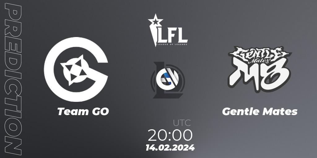 Team GO vs Gentle Mates: Betting TIp, Match Prediction. 14.02.2024 at 20:00. LoL, LFL Spring 2024