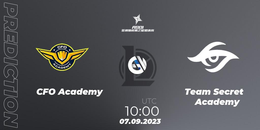 CFO Academy vs Team Secret Academy: Betting TIp, Match Prediction. 07.09.2023 at 10:00. LoL, Asia Star Challengers Invitational 2023