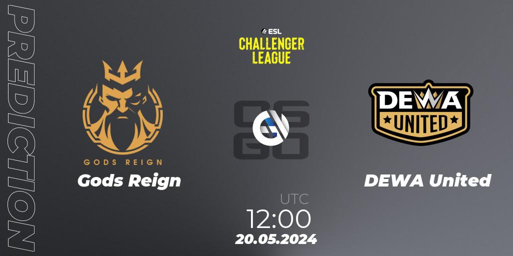 Gods Reign vs DEWA United: Betting TIp, Match Prediction. 20.05.2024 at 12:00. Counter-Strike (CS2), ESL Challenger League Season 47: Asia