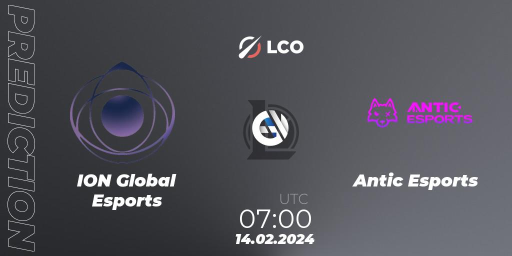 ION Global Esports vs Antic Esports: Betting TIp, Match Prediction. 14.02.2024 at 07:00. LoL, LCO Split 1 2024 - Group Stage