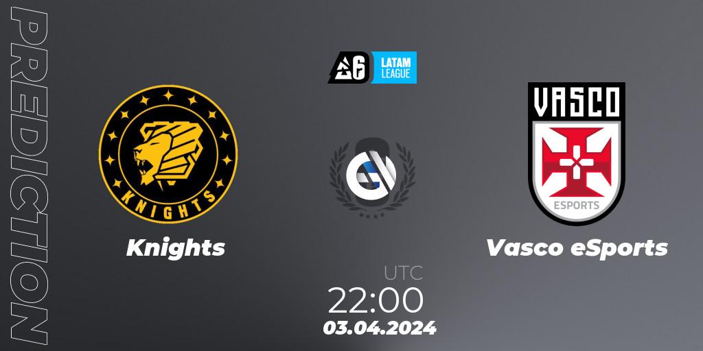 Knights vs Vasco eSports: Betting TIp, Match Prediction. 03.04.2024 at 22:00. Rainbow Six, LATAM League 2024 - Stage 1: LATAM South