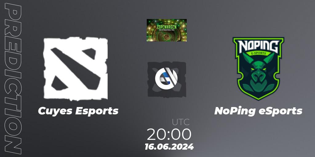 Cuyes Esports vs NoPing eSports: Betting TIp, Match Prediction. 16.06.2024 at 20:00. Dota 2, The International 2024: South America Closed Qualifier