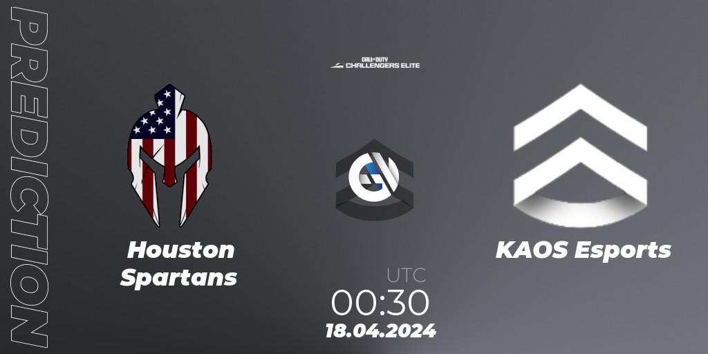 Houston Spartans vs KAOS Esports: Betting TIp, Match Prediction. 17.04.2024 at 23:30. Call of Duty, Call of Duty Challengers 2024 - Elite 2: NA